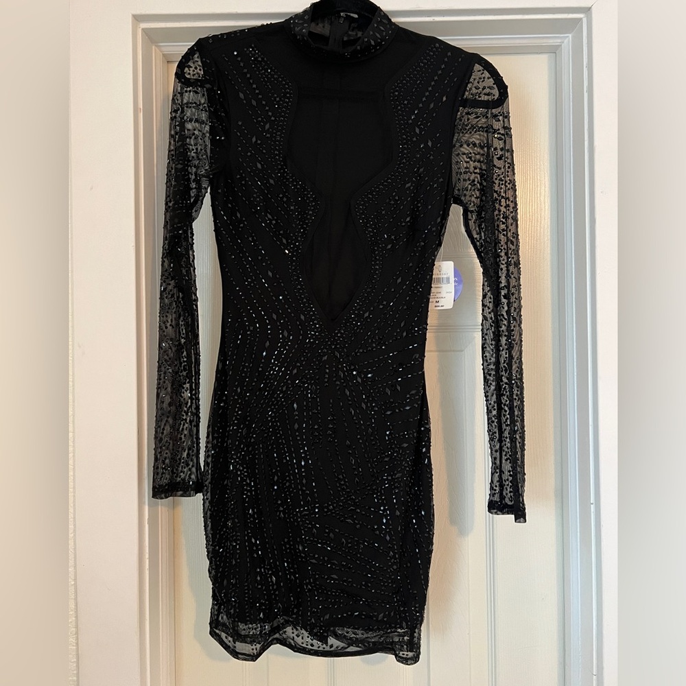Windsor, Black beaded mini dress, brand new with tags